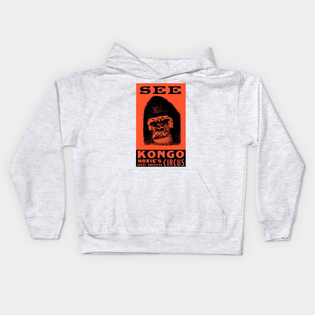 Kongo The Circus Gorilla - For Light Background Kids Hoodie by MatchbookGraphics